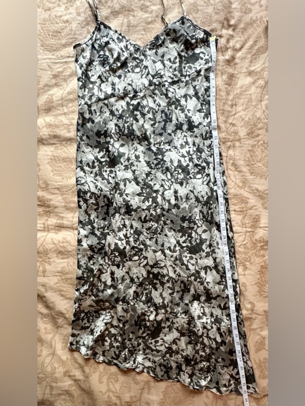 Kenneth Cole NY Camo Floral Silky Y2K Asymmetrical Slip Dress Size M - Picture 8 of 10
